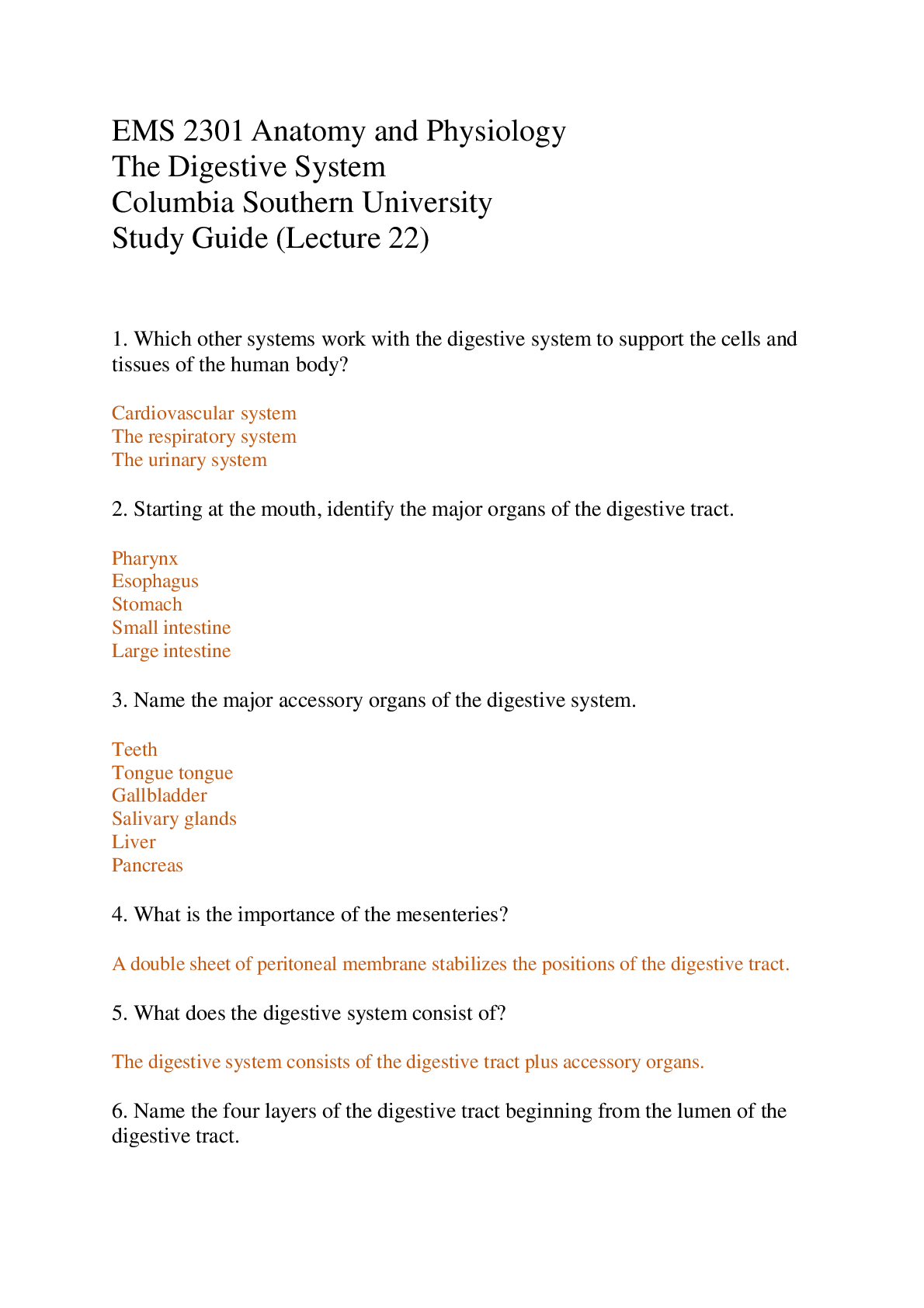 Preview image of EMS 2301 Anatomy and Physiology document